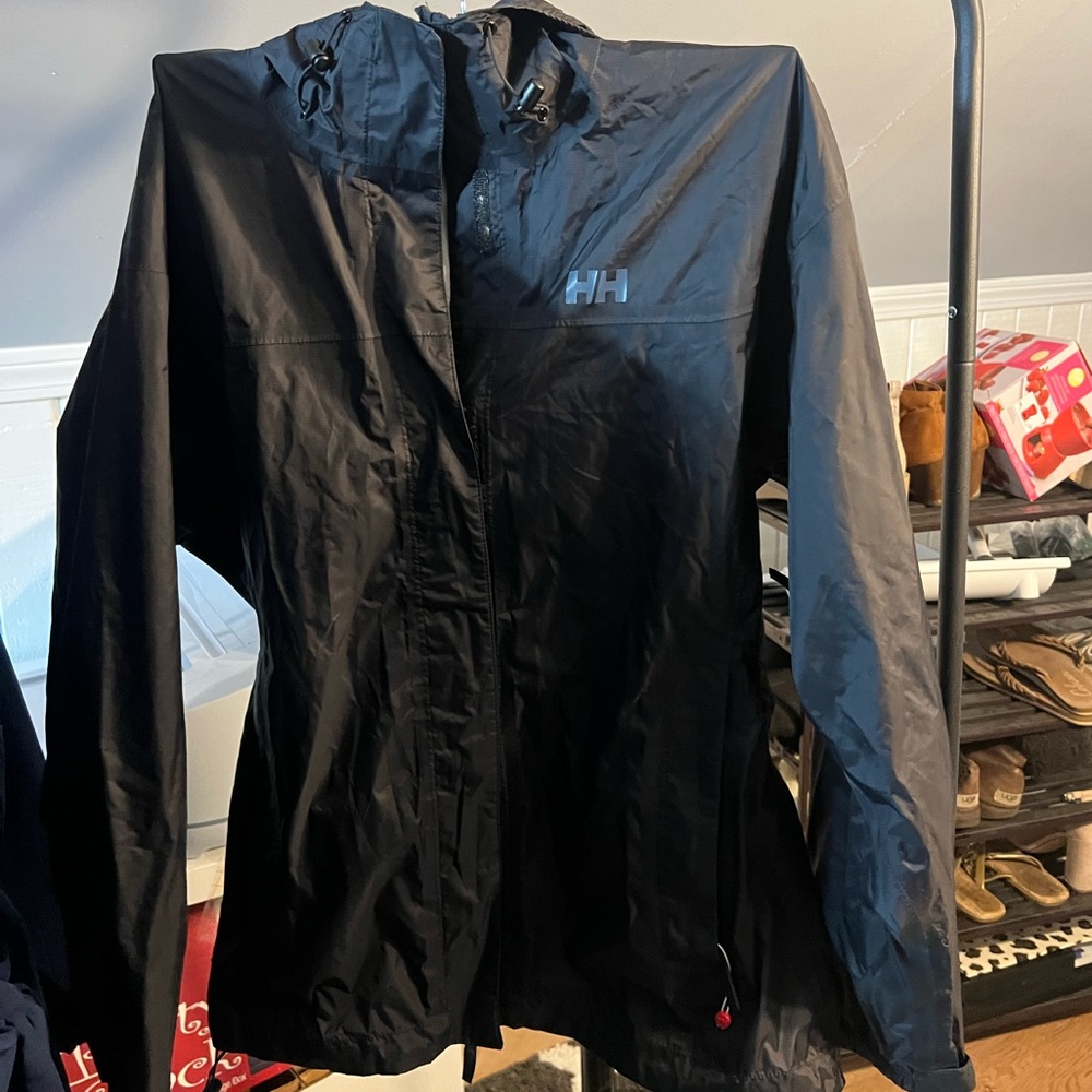Helly Hansen Black Hooded Lightweight Rain Jacket